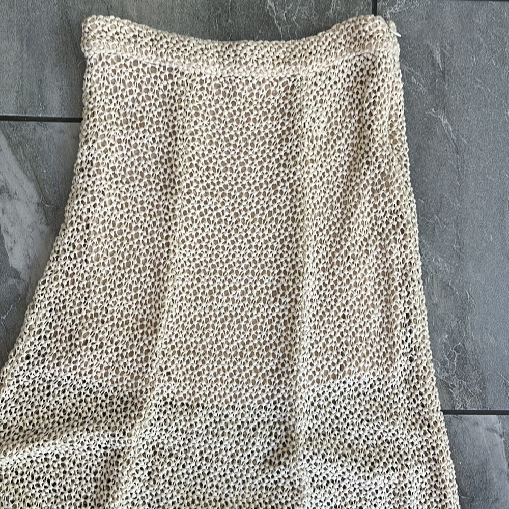 🤍 Free People Mi Amore Maxi Skirt Cream Crochet size 2 Cotton - Picture 5 of 9